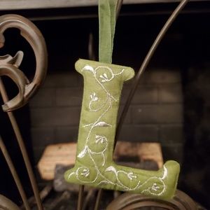 Hand Embroidered Letter Ornament- "L"